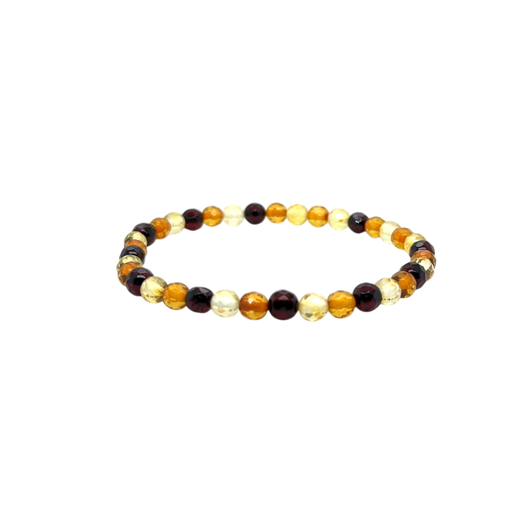 Mixed Baltic Amber Beaded Stretch Bracelet