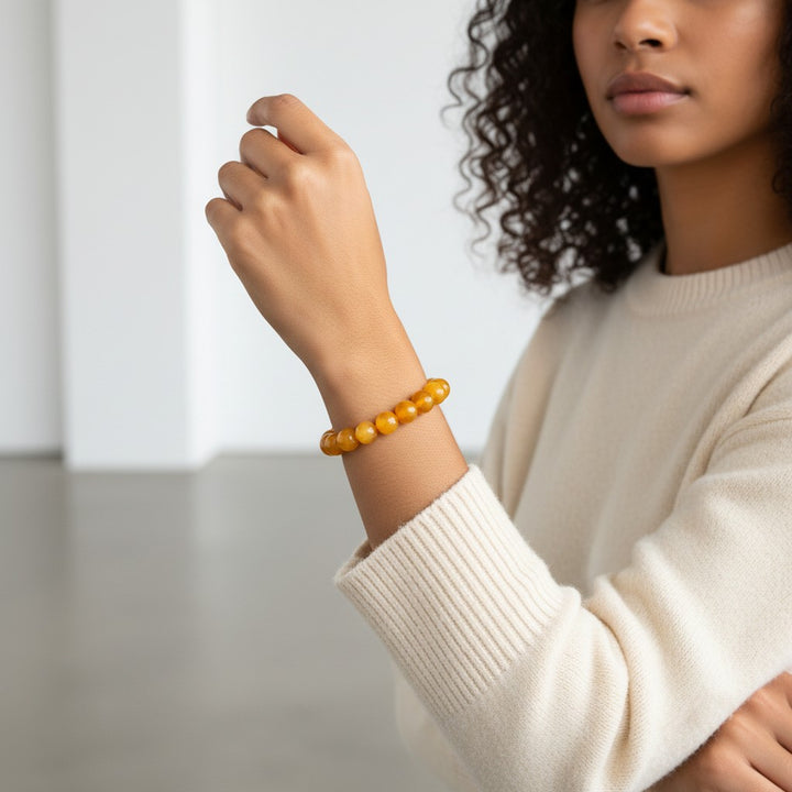 Baltic Amber Beaded Stretch Bracelet