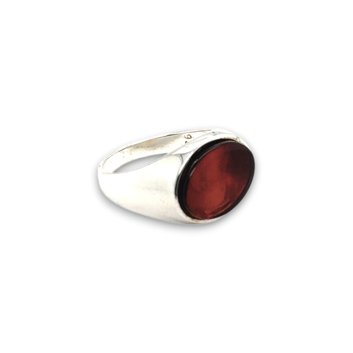Sterling Silver Baltic Amber Signet Ring