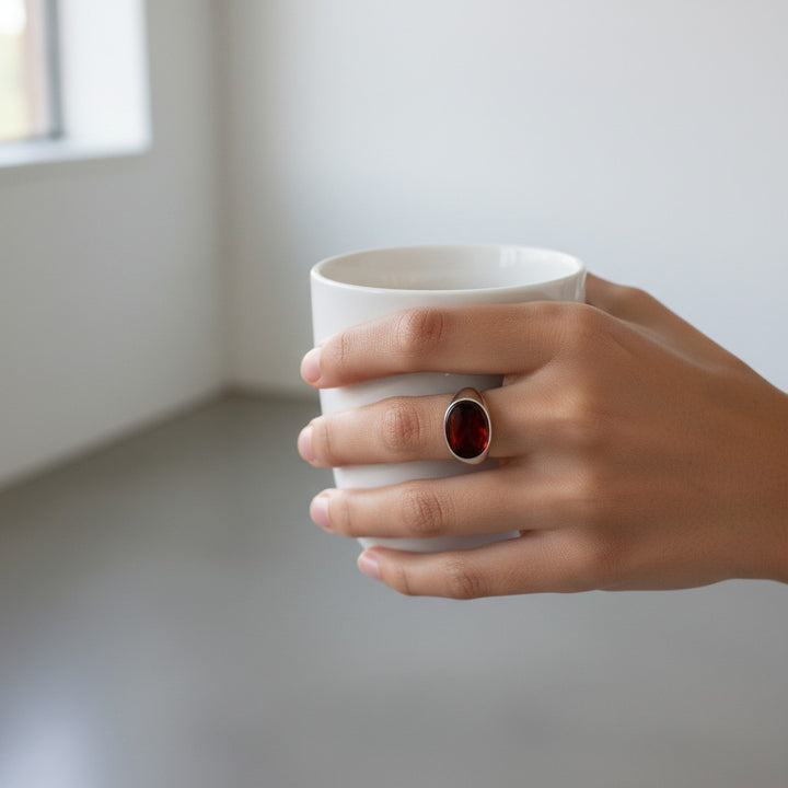 Sterling Silver Baltic Amber Signet Ring