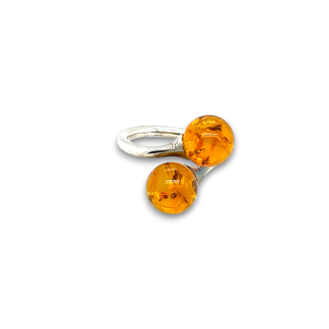 Sterling Silver Double Baltic Amber Ring