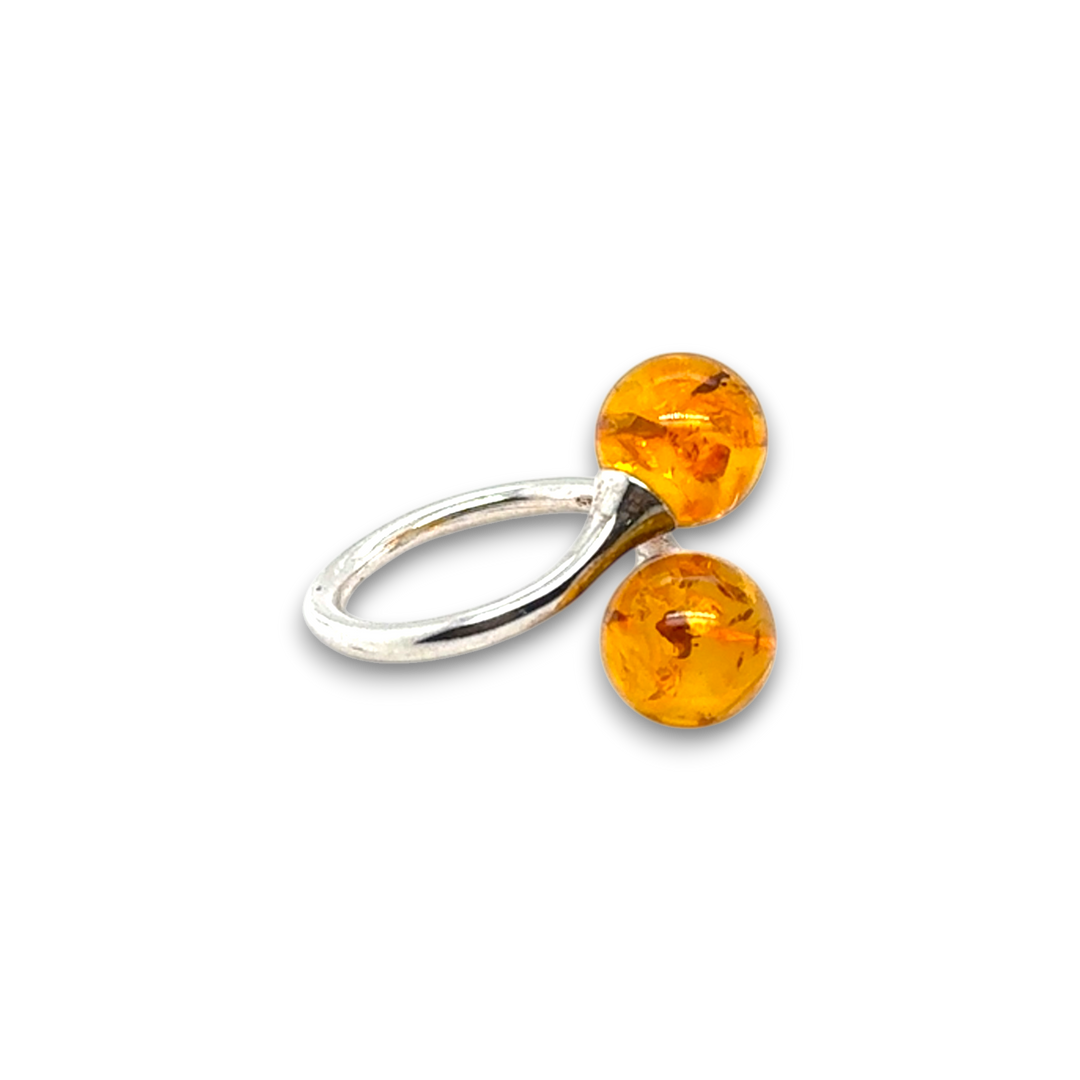 Sterling Silver Double Baltic Amber Ring
