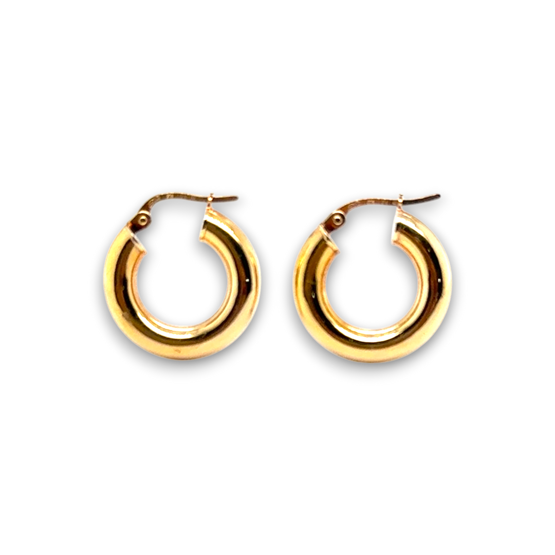9ct Yellow Gold 18mm Full Round Polished Finish Hinged Hoop Earrings