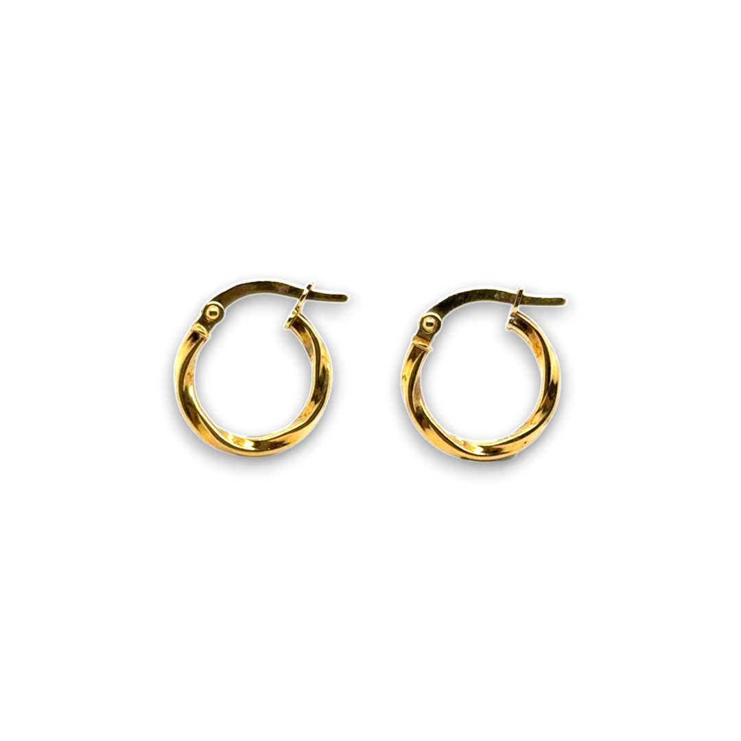 9ct Yellow Gold Twisted Hoop Earrings LJ7282