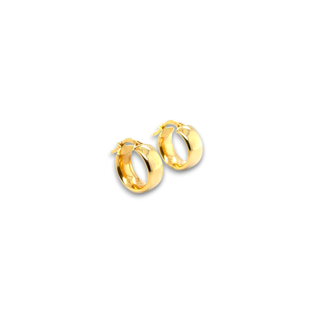 9ct Yellow Gold Chunky Flat Hoop Earrings