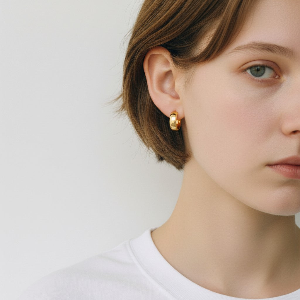 9ct Yellow Gold Chunky Flat Hoop Earrings
