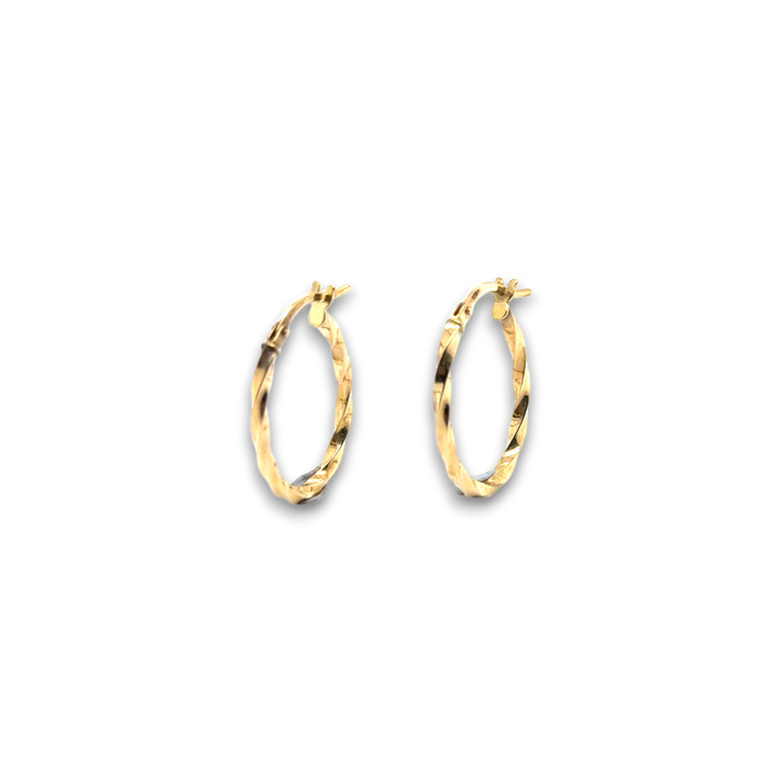 9ct Yellow Gold Twisted Oval Hoop Earrings
