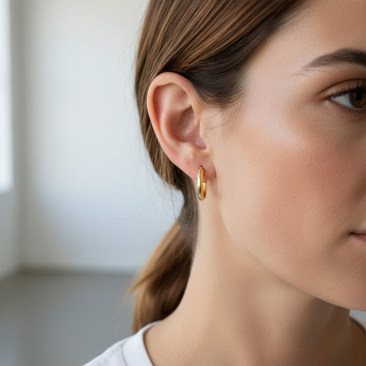 9ct Yellow Gold Knife-Edge Hoop Earrings