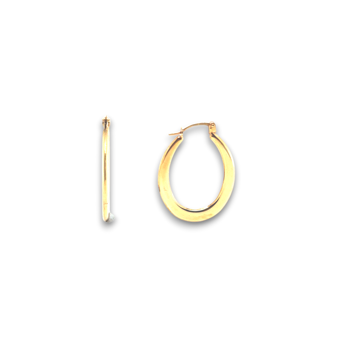 9k Yellow Gold Graduated Oval Hoop Earrings