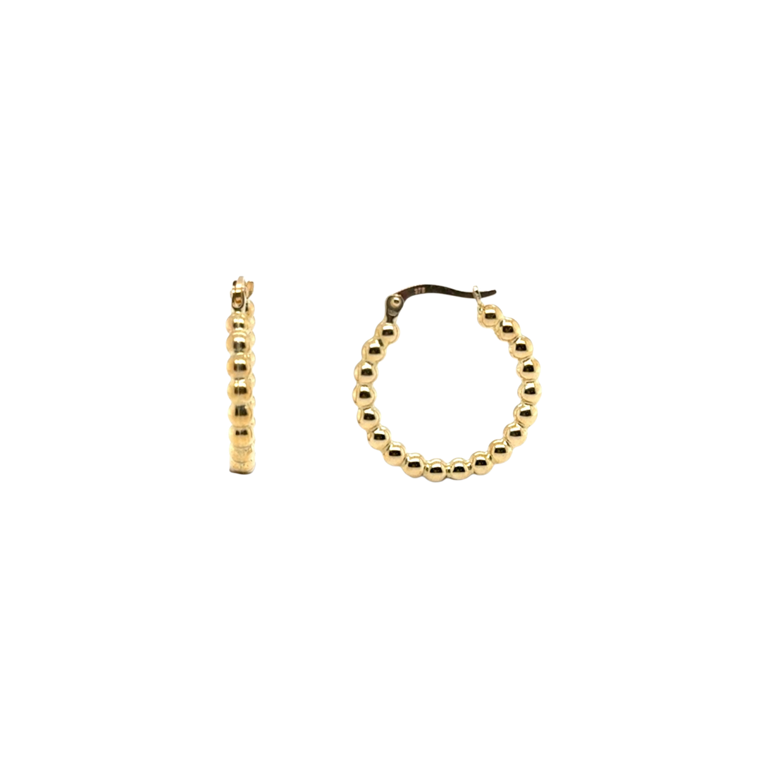 9ct Yellow Gold Ball Hoop Earrings