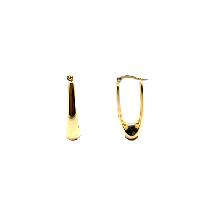 9ct Yellow Long Polished Oval Hoop Earrings