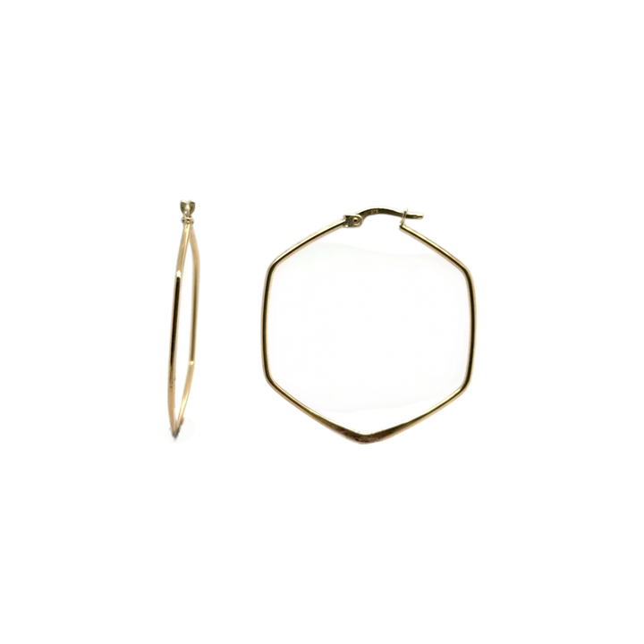 9ct Yellow Gold Hexagon Hoop Earrings