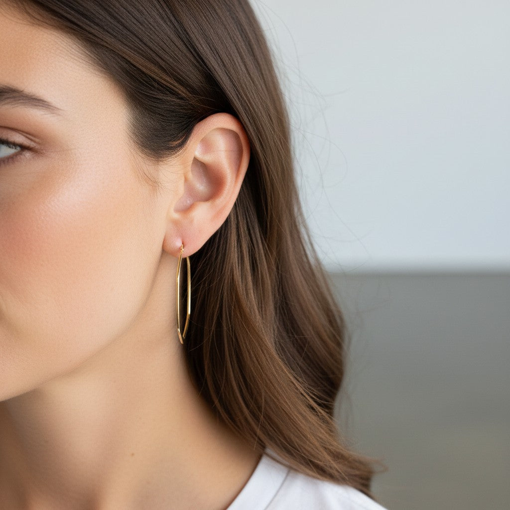 9ct Yellow Gold Hexagon Hoop Earrings