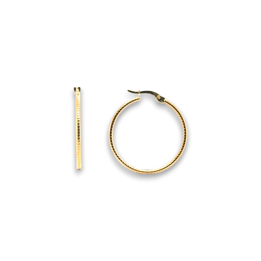 9ct Yellow Gold Patterned Hoop Earrings