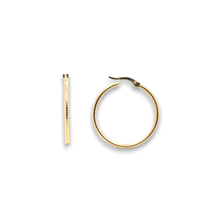 9ct Yellow Gold Patterned Hoop Earrings