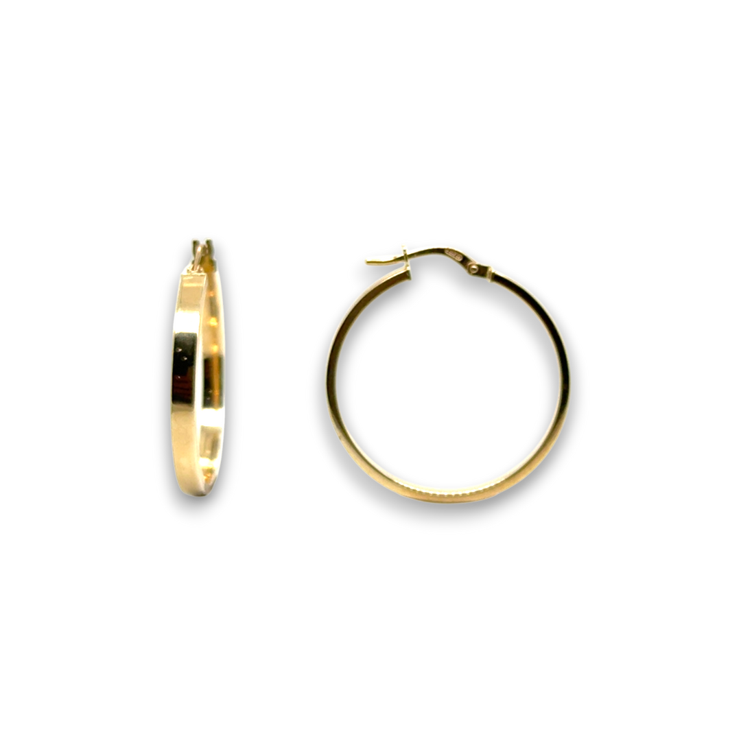9ct Yellow Gold Flat Square Edge Hoops