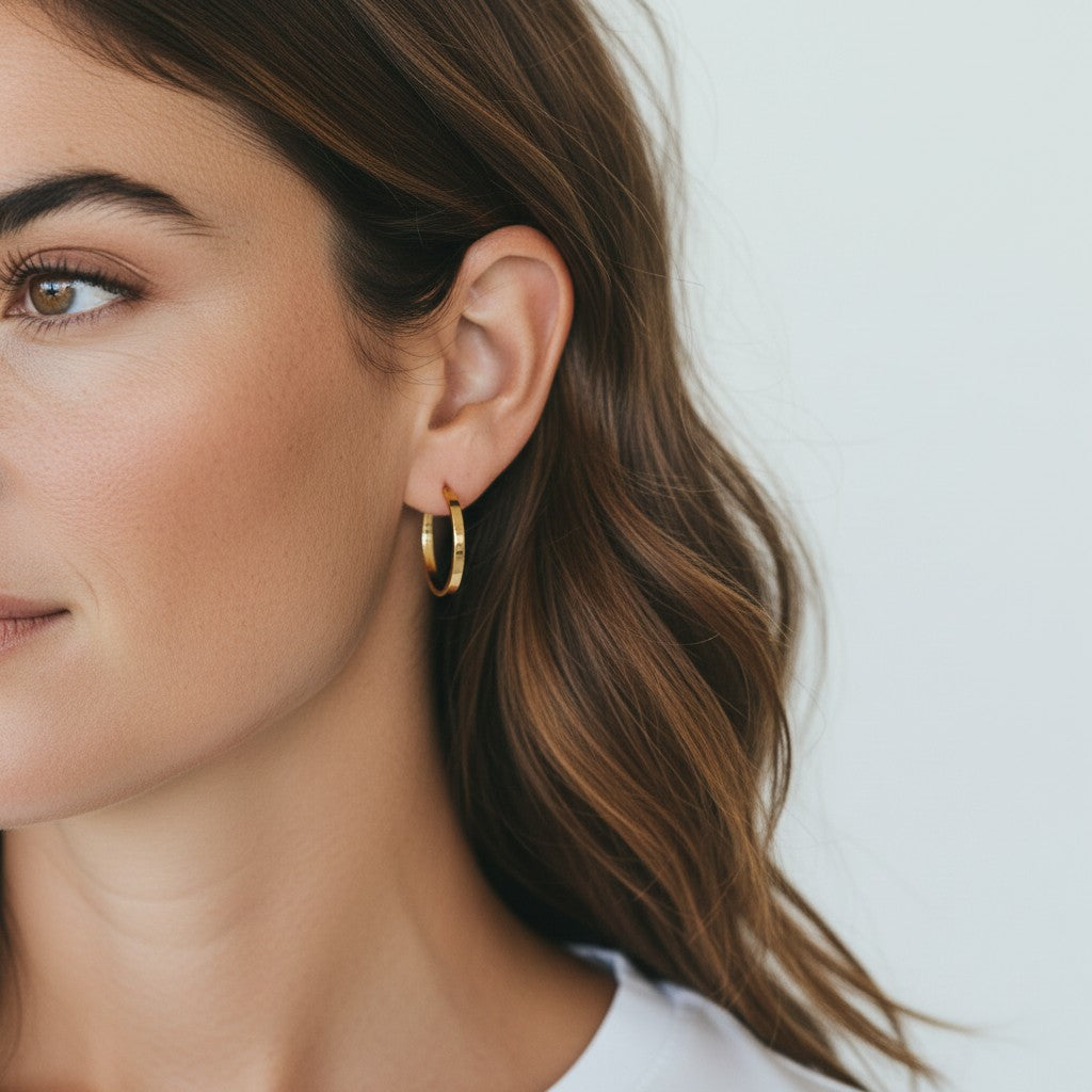 9ct Yellow Gold Flat Square Edge Hoops