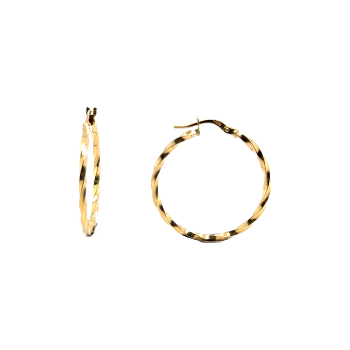 9ct Yellow Gold Twisted Hoop Earrings 28mm