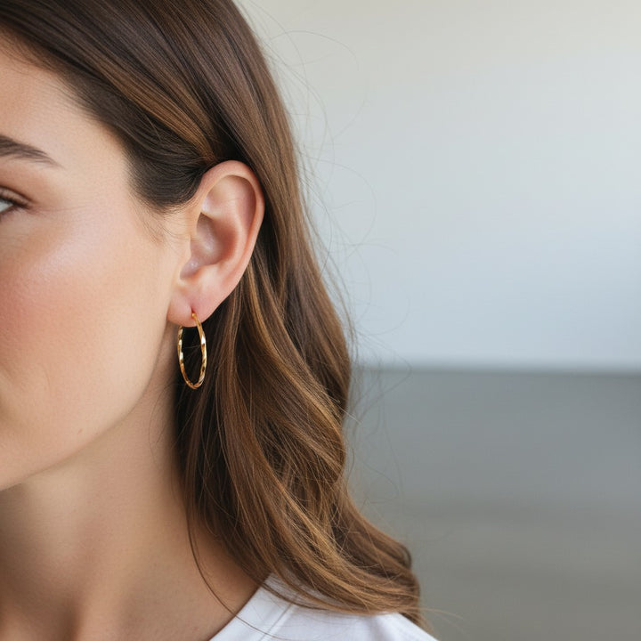 9ct Yellow Gold Twisted Hoop Earrings 28mm