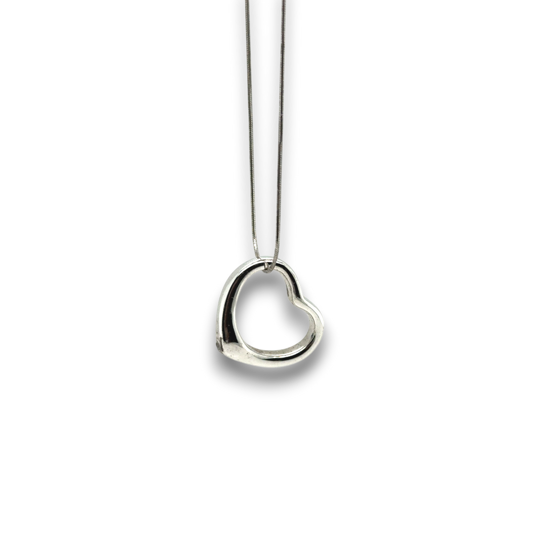 Sterling Silver Heart Slider Pendant &amp; Chain