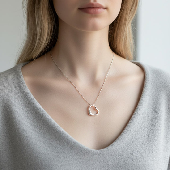 Sterling Silver Heart Slider Pendant &amp; Chain