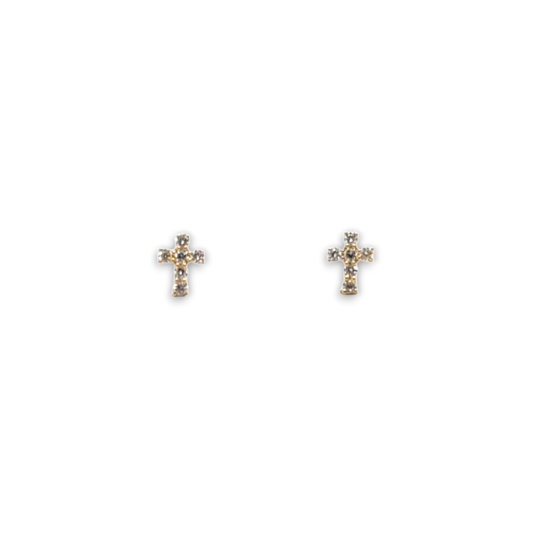 18ct Yellow Gold Claw Set Diamond Cross Earrings