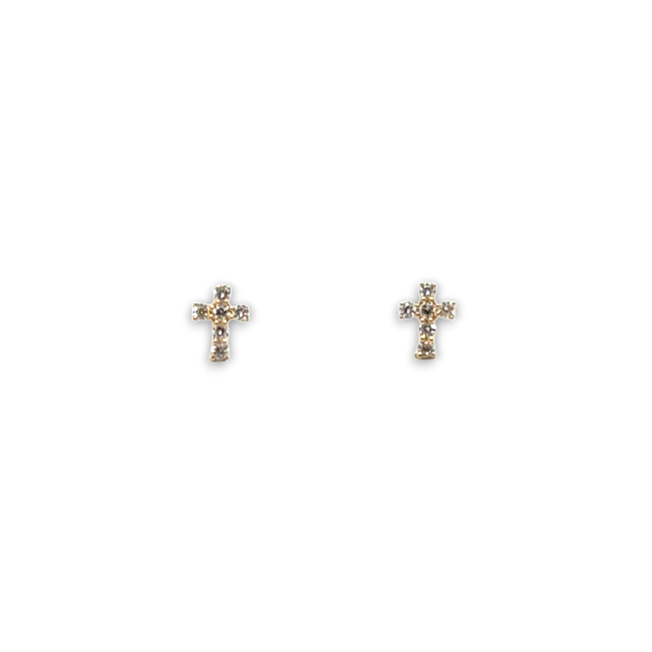 18ct Yellow Gold Claw Set Diamond Cross Earrings