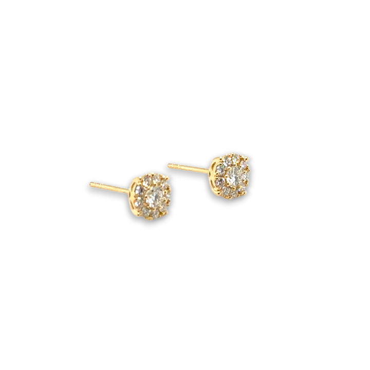 18ct Yellow Gold Cluster Set Diamond Stud Earrings