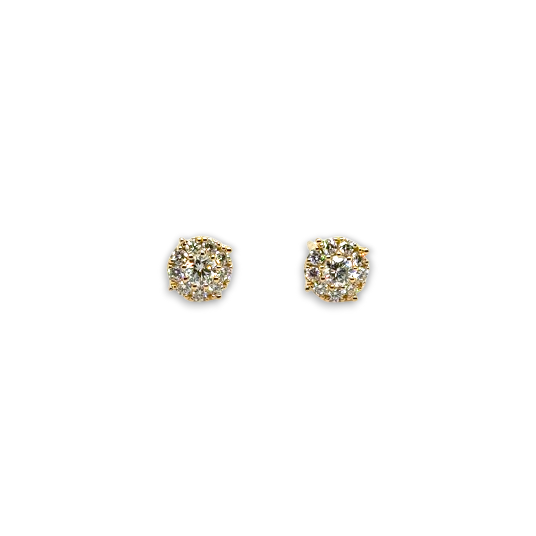 18ct Yellow Gold Cluster Set Diamond Stud Earrings