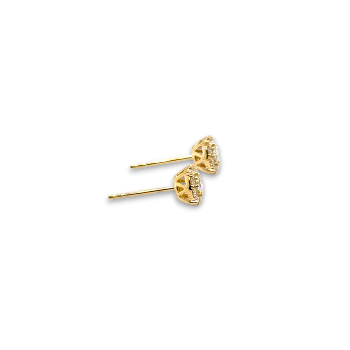 18ct Yellow Gold Cluster Set Diamond Stud Earrings