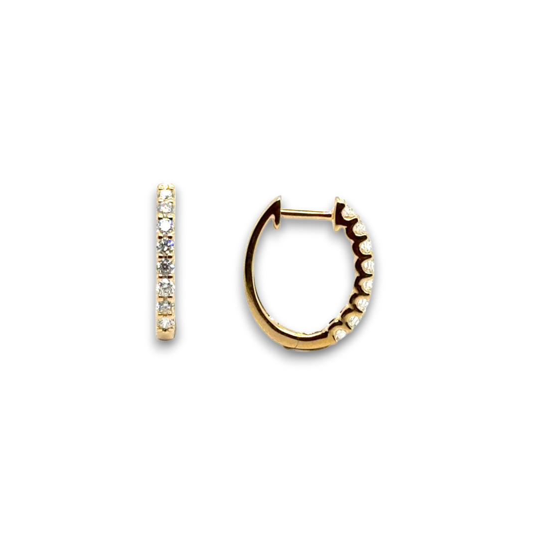 18ct Yellow Gold Diamond Oval Hoop Earrings