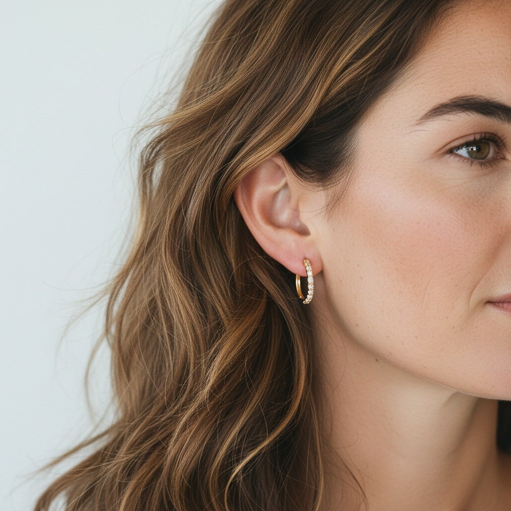 18ct Yellow Gold Diamond Oval Hoop Earrings