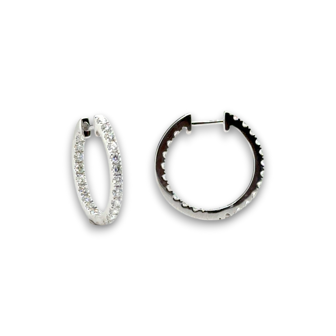 18ct White Gold Diamond Round Hoop Earrings