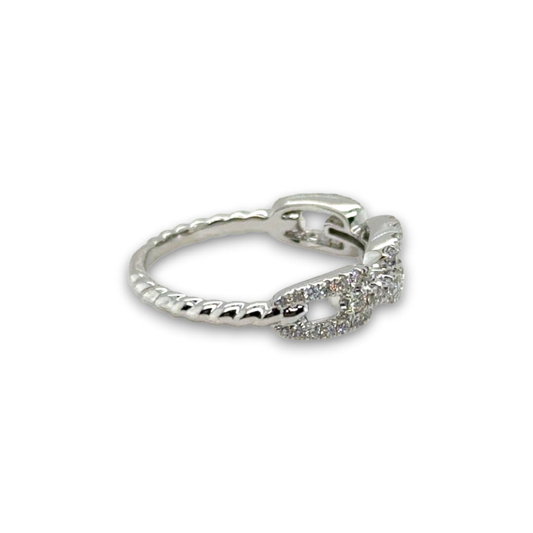 18ct White Gold Diamond Chain Ring