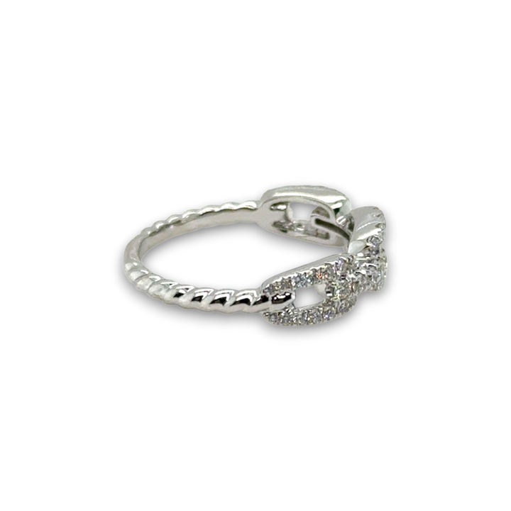 18ct White Gold Diamond Chain Ring