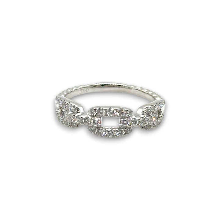 18ct White Gold Diamond Chain Ring