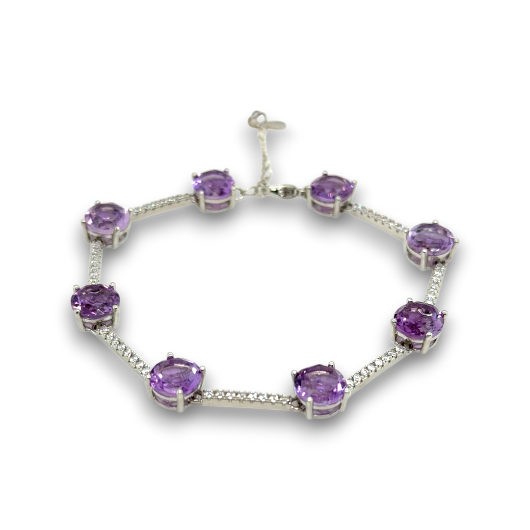 Sterling Silver Amethyst &amp; Moissanite Bracelet