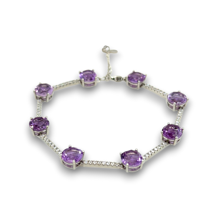 Sterling Silver Amethyst &amp; Moissanite Bracelet