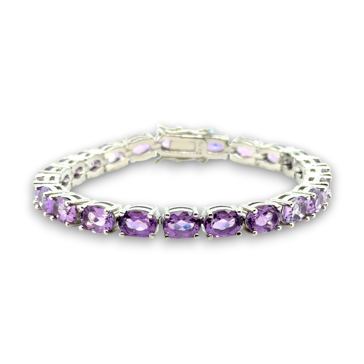 Sterling Silver Oval Amethyst Tennis Bracelet