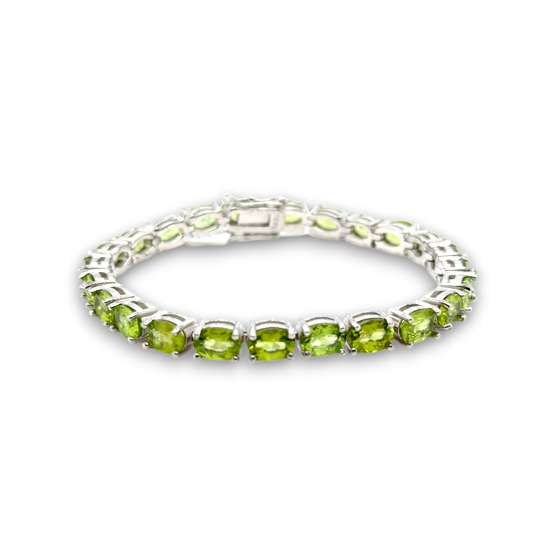 Sterling Silver Oval Peridot Tennis Bracelet