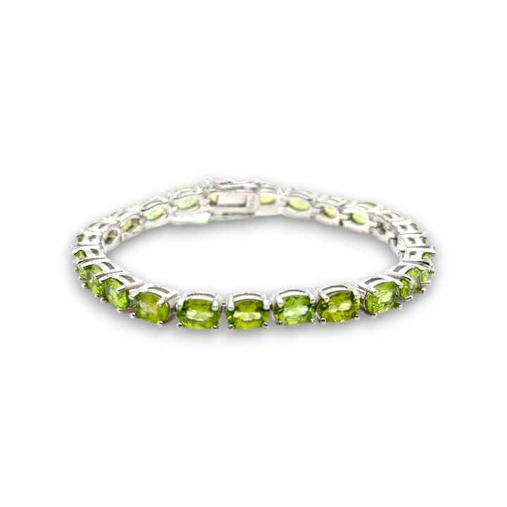 Sterling Silver Oval Peridot Tennis Bracelet