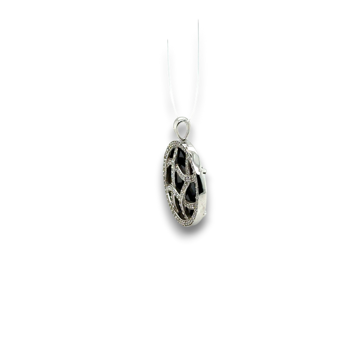 Sterling Silver Black &amp; White Interwoven Lattice Pendant