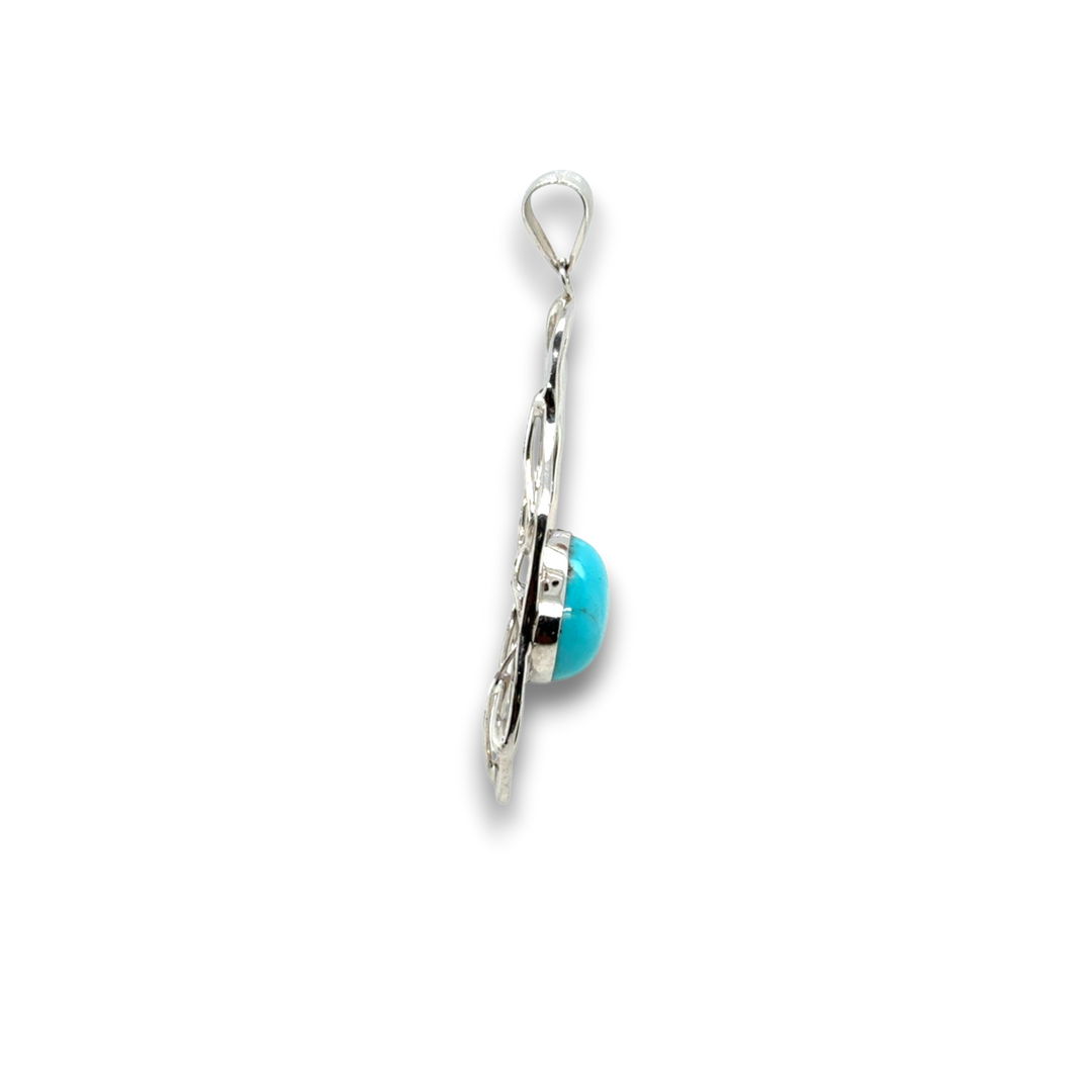Sterling Silver Abstract Turquoise Pendant