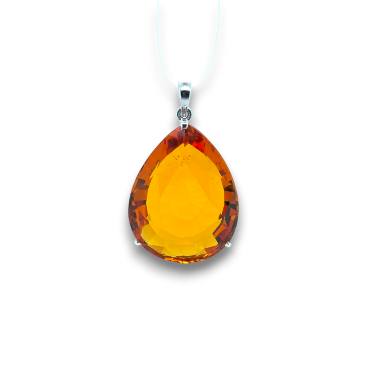 Sterling Silver Synthetic Amber Large Drop Pendant
