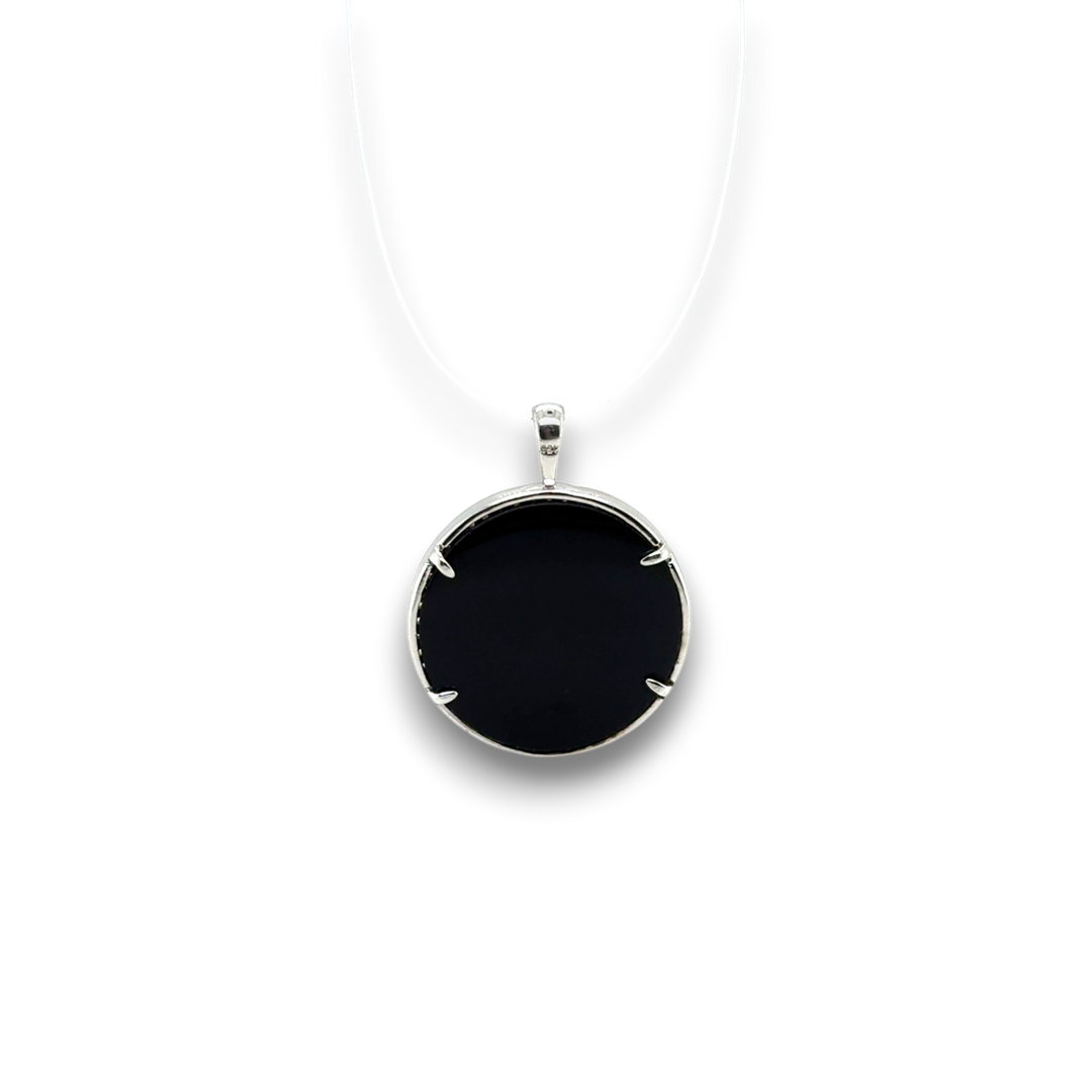 Sterling Silver Black &amp; White Interwoven Lattice Pendant