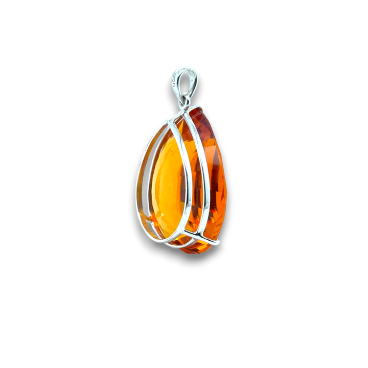 Sterling Silver Synthetic Amber Large Drop Pendant