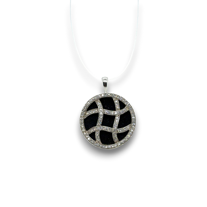 Sterling Silver Black &amp; White Interwoven Lattice Pendant