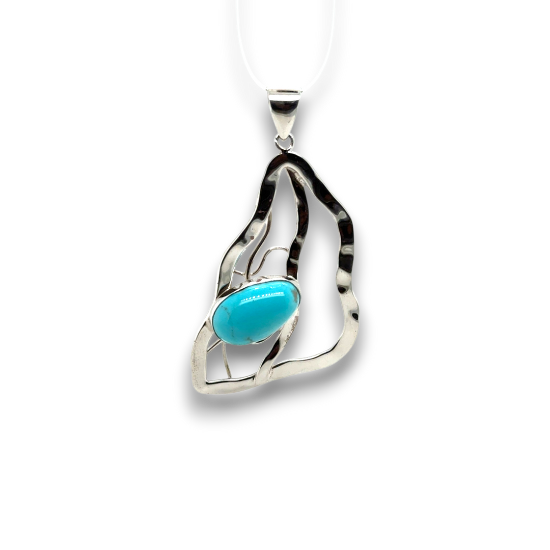 Sterling Silver Abstract Turquoise Pendant