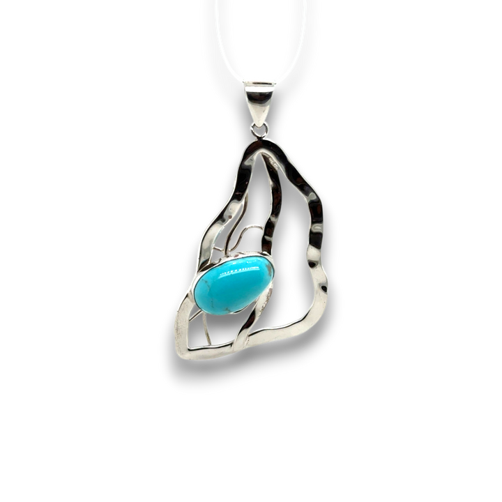 Sterling Silver Abstract Turquoise Pendant