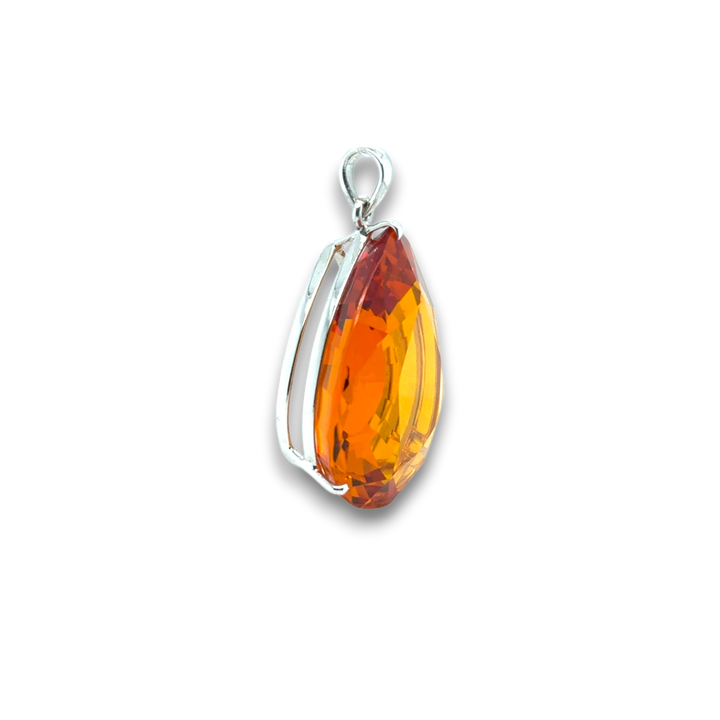 Sterling Silver Synthetic Amber Large Drop Pendant